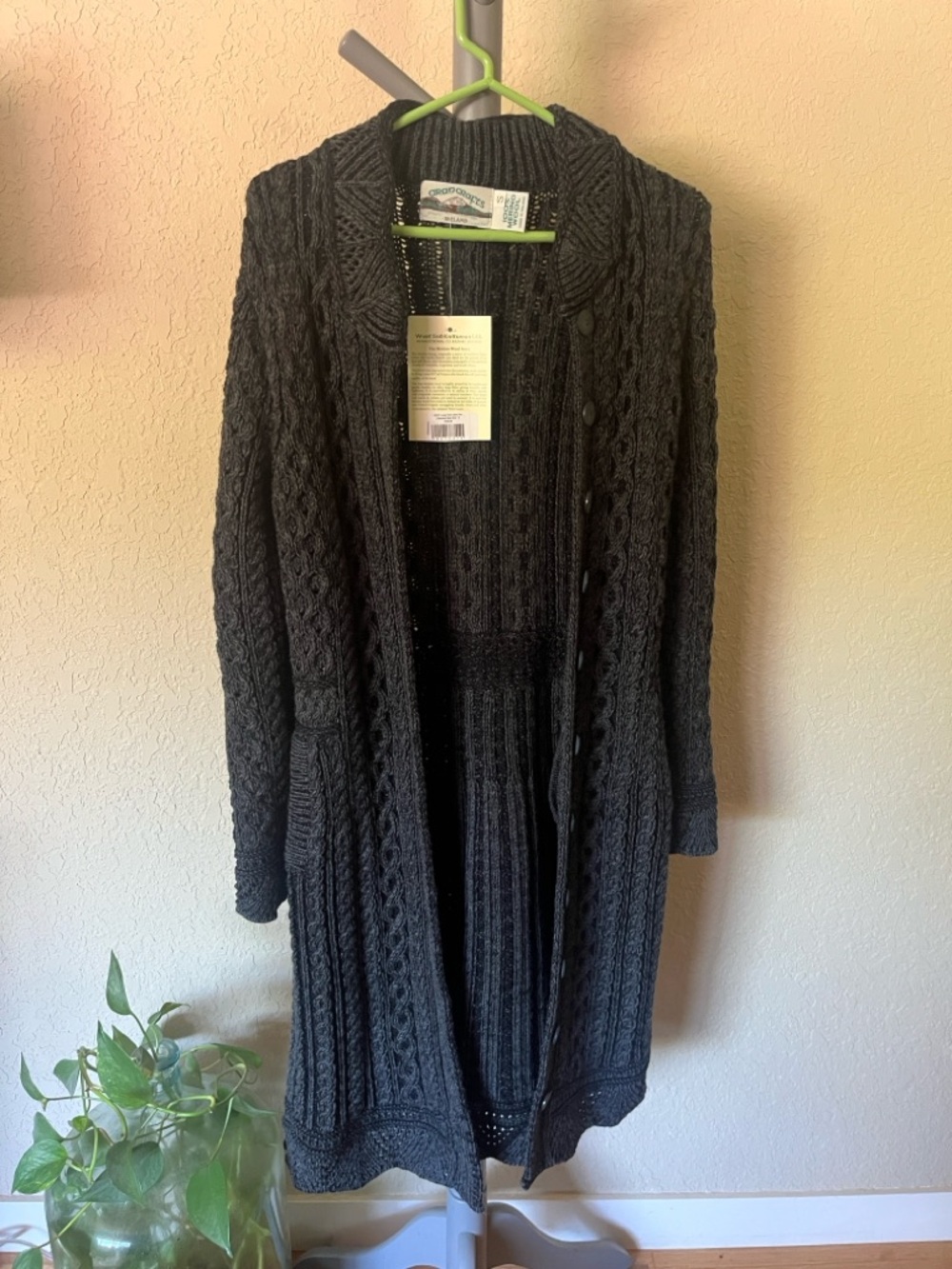 Aran Crafts Ireland Scallop Edge Coat in Charcoal - Picture 5 of 7